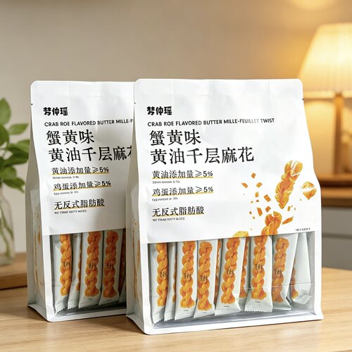 【超值2大袋装】梦仲瑶蟹黄味黄油千层麻花400g烘焙糕点香甜酥脆