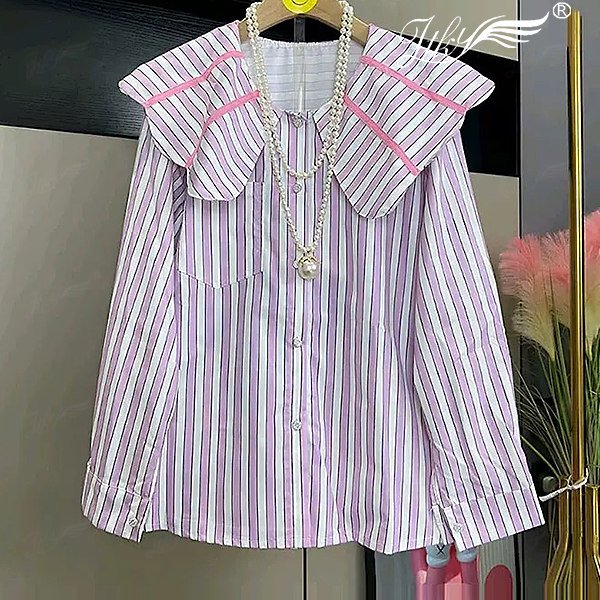 简约休闲气质百搭减龄拼接衬衫女