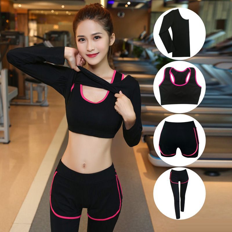 2024新品秋冬健身房瑜伽服运动套装女三件套莫尔跑步显瘦防走光