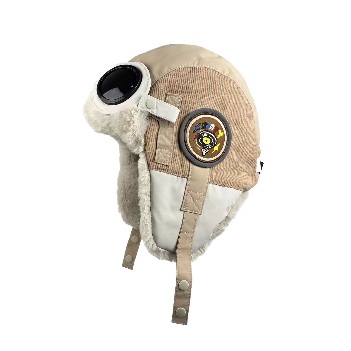 大媛家Sunny 飞行帽拼接眼镜雷锋帽子女款秋冬加绒护耳防寒滑雪帽