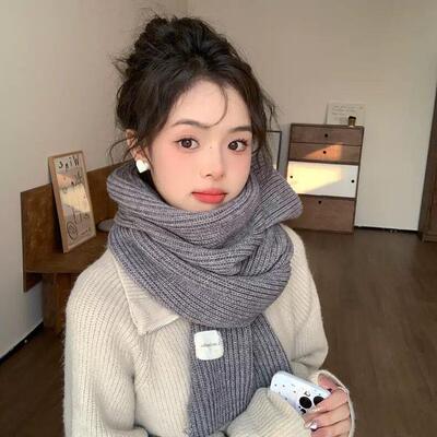 大媛家Sunny 显白纯色韩版百搭保暖围巾针织毛线围脖学生秋冬季