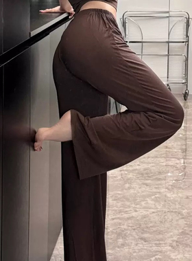 纯欲少女v型收腰垂感莫代尔拉链显瘦健身瑜伽裤 休闲裤居家阔腿裤