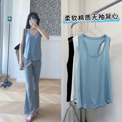 柔软棉质背心瑜伽运动背心无胸垫