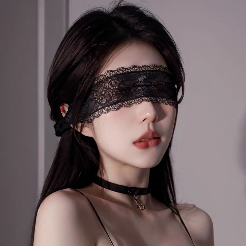 蒙眼丝带眼罩情调蒙眼布条蒙眼带遮眼黑色蕾丝带拍照舞会派对面纱