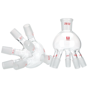 玻璃旋转蒸发器配件多头蒸发瓶五口六口抽头上下磨口2924外磨塞2419旋转薄膜蒸发器瓶可定制