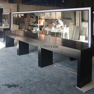 香港包邮影楼梳妆台美容院学校专业化妆台带灯多功能黑色烤漆定制