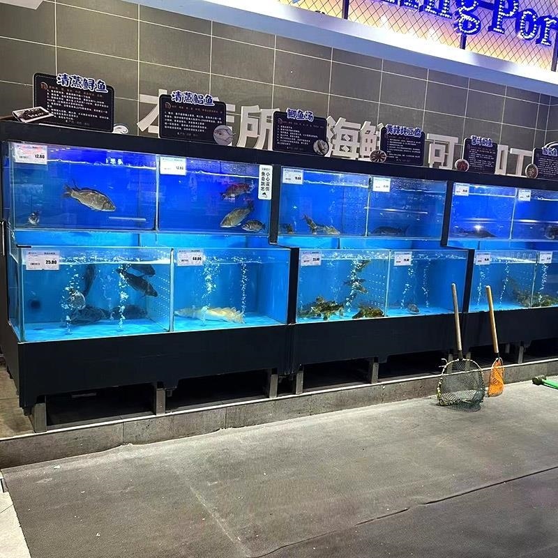 超市饭店水产鱼缸酒店中大型鱼缸制冷过滤海鲜鱼缸商用海鲜贝类池