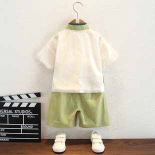 汉服男童夏天短袖古装幼儿园小朋友国F学服古风S中小童周岁唐装儿