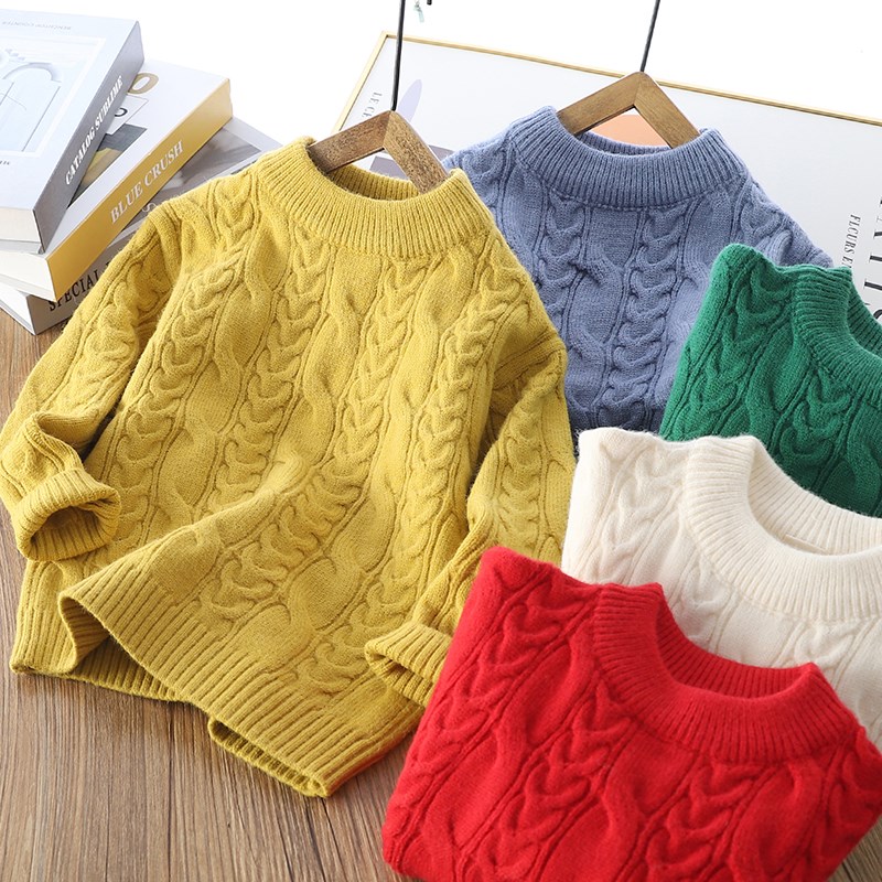 秋冬款男童e毛衣加厚保暖宝宝y洋气针织衫套头打底儿童毛线衣圆领