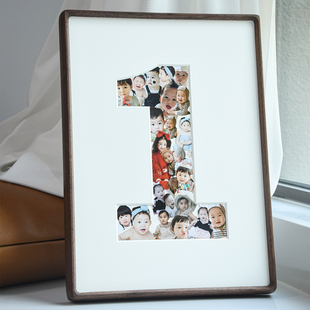 一周岁宝宝成长记录相框diy洗相片做成挂墙实木框定制成长记录框