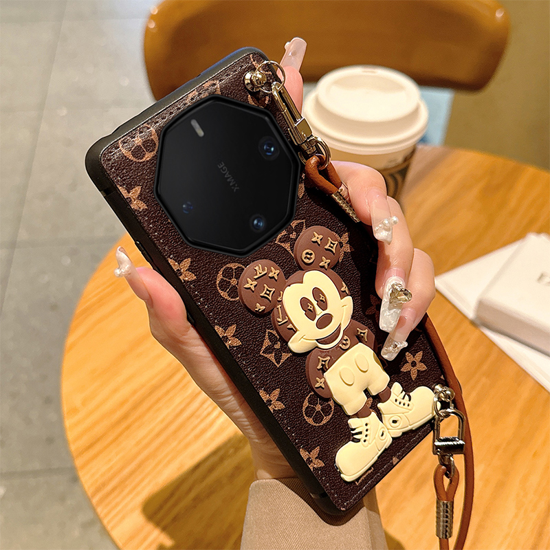 适用华为Mate70RS非凡大师手机壳新款60rs复古花纹50rs皮套40rs保时捷米奇斜挎背带挂绳女70pro+全包防摔外壳