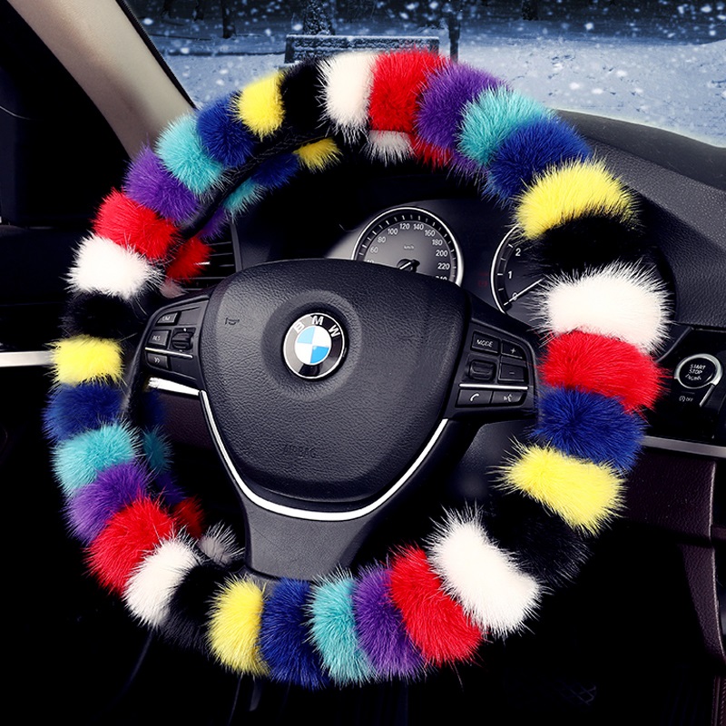 高端纯水貂毛冬天汽车方向盘套