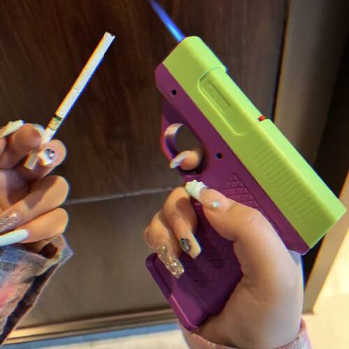 萝卜防风充气打火机烟盒枪型一体创意个性火器手枪解压玩具男友
