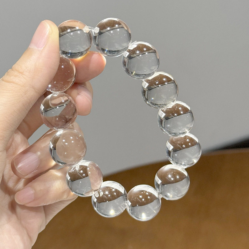 天然白水晶牛皮孔手链女款泡泡珠子批发零售