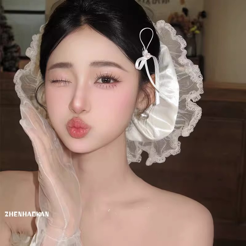 仙美大肠圈超大发圈超仙蕾丝花边头饰森系新娘婚纱礼服甜美发饰品