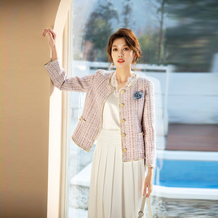 法式26春季粉色轻奢小香风短外套女名媛高级感小个子短款上衣