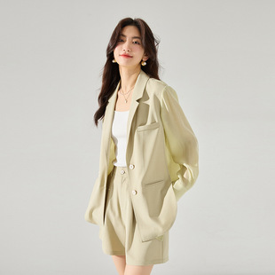 新防晒套装 短款 薄款 气质西服外套套装 女 拼接设计感衬衫 26春季