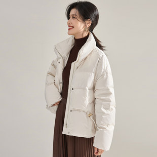 26春新中式国风盘扣编织绳级感缎面光泽立领加厚羽绒服