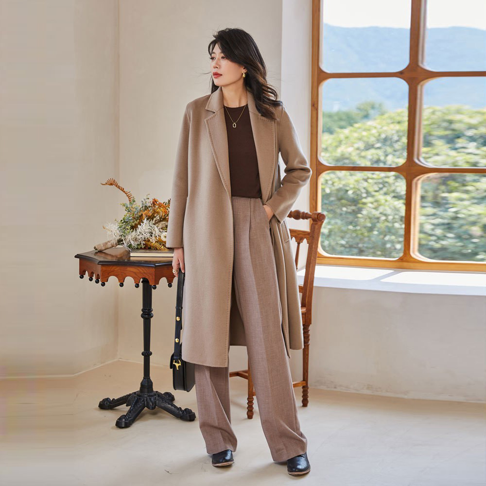 清仓西服领高级感羊毛26秋冬新款简约双面羊绒中长款毛呢大衣外套