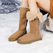 达芙妮时尚 女马丁靴年秋冬百搭保暖靴子加绒工装 靴休闲短靴单靴