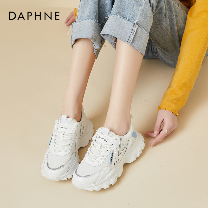 达芙妮老爹鞋女鞋2022春夏秋新款网面运动休闲潮韩版显脚小白鞋