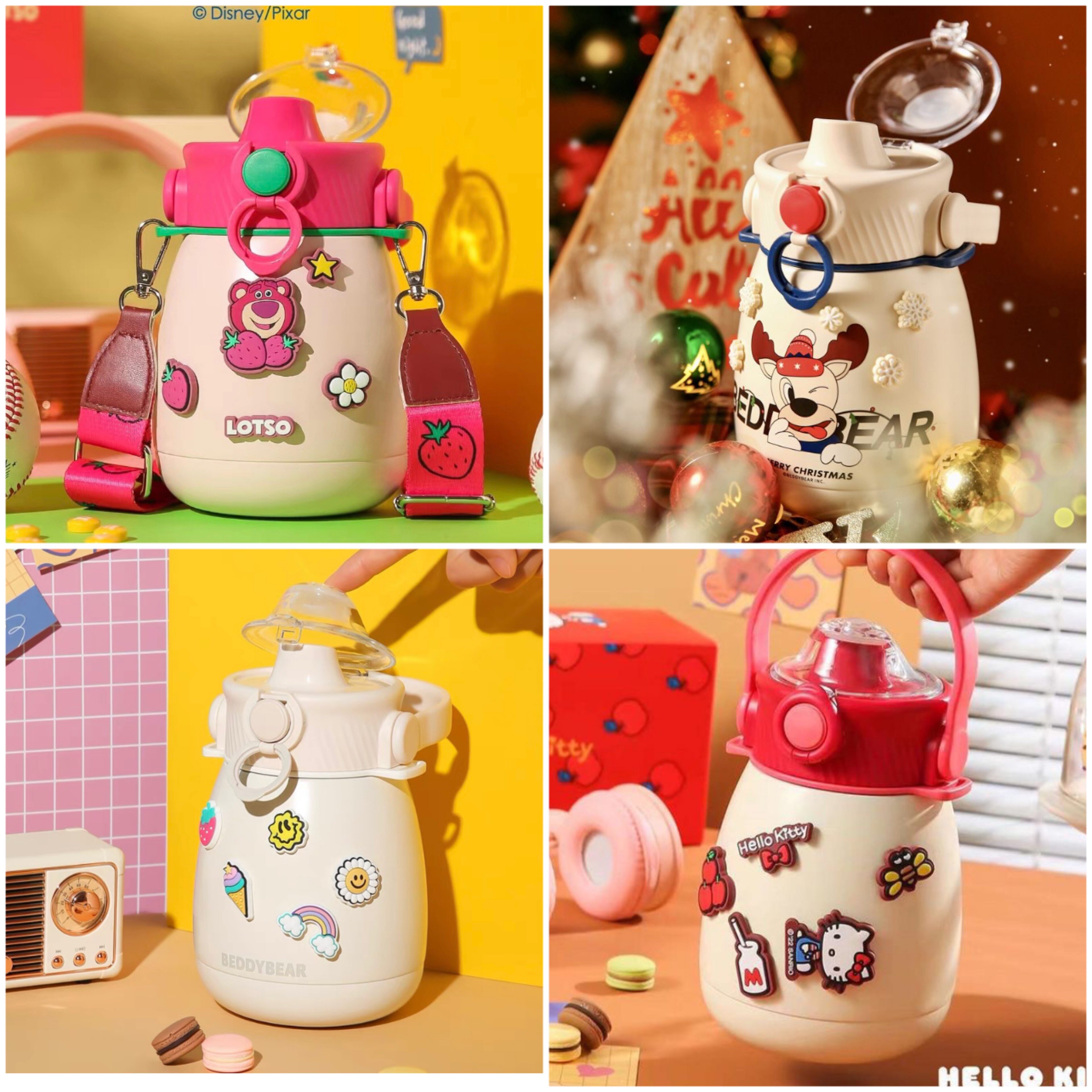 杯具熊保温嘟嘟杯大容量儿童学生两用大肚水壶吸管水杯附硅胶杯贴