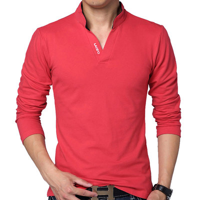 男士polo衫夏季休闲立领短袖欧美纯棉基础T恤 Men Cotton T shirt