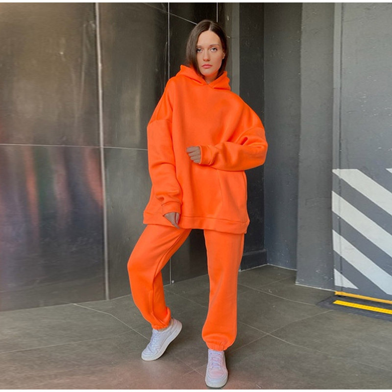 2023 women's solid color leggings hoodie two-piece set