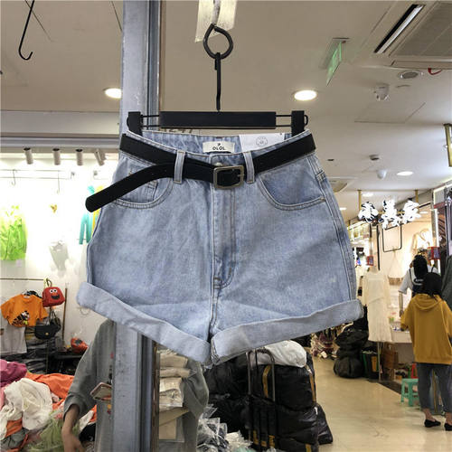 summer women denim shorts jeans ladies 高腰牛仔短裤女a字热裤