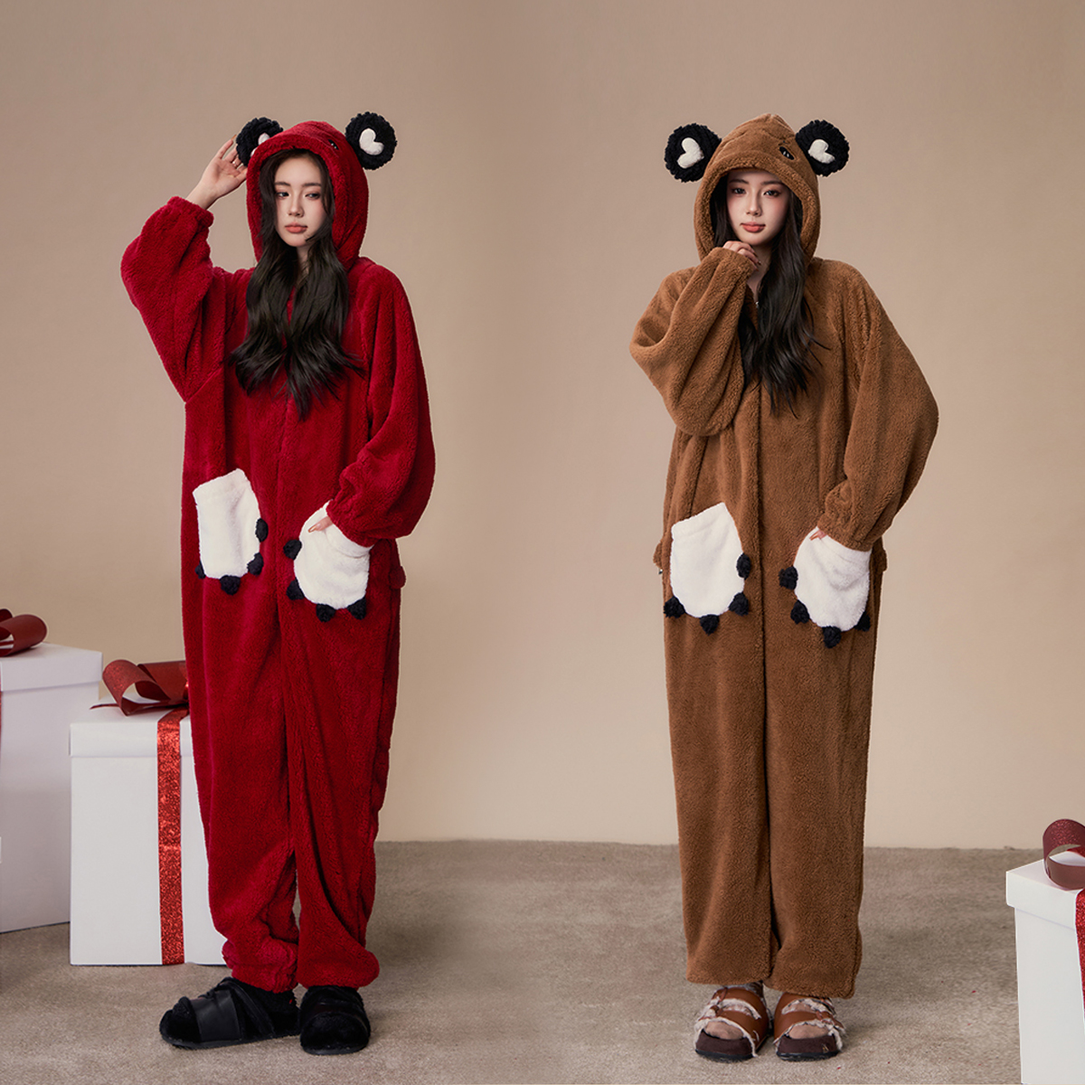 LOVELULU小怪兽卡通珊瑚绒睡衣