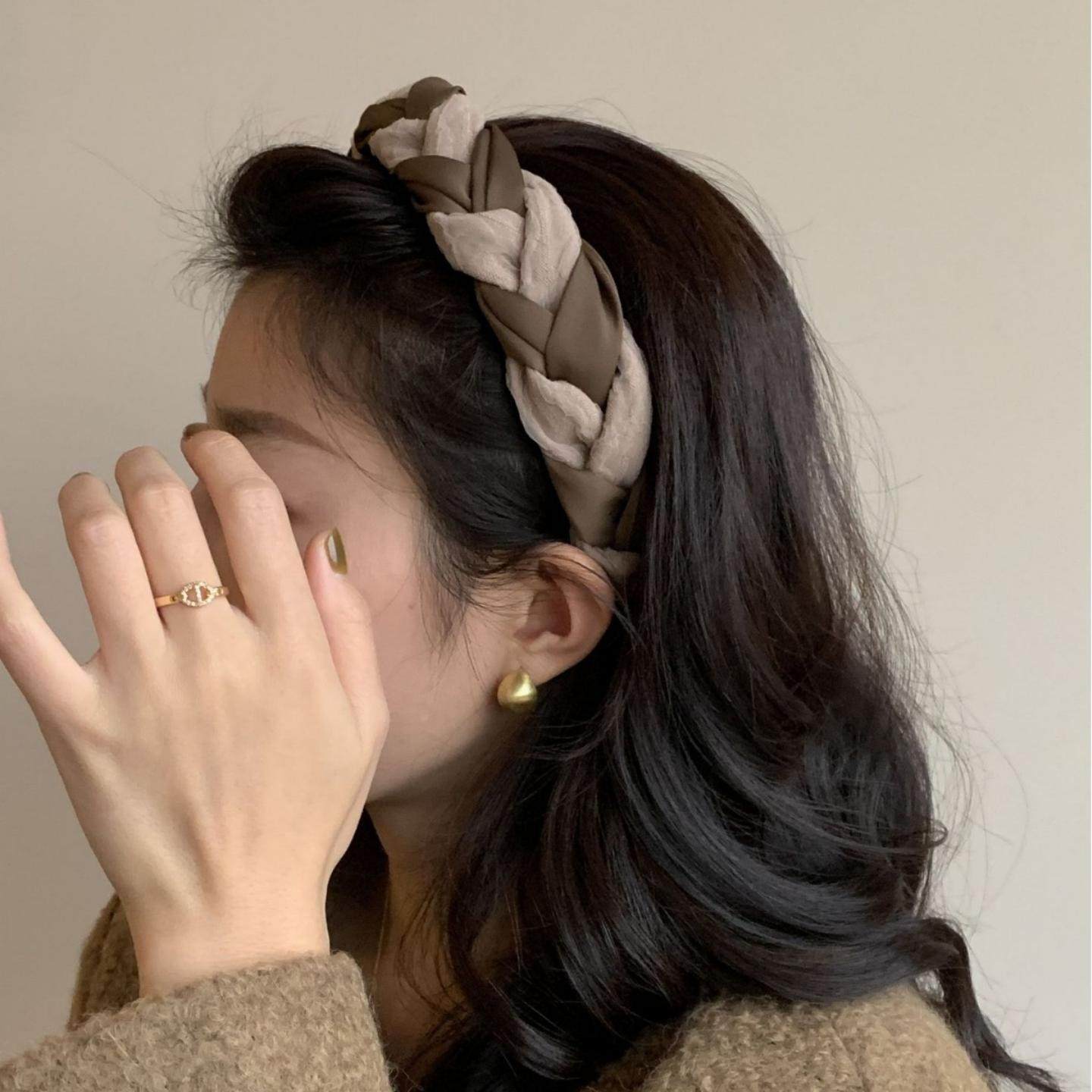 黑色系植绒高级感女发箍