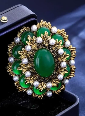 复古胸针巴系列绿色旋风烟花树叶宫廷风胸针服装外套配饰别针花卉