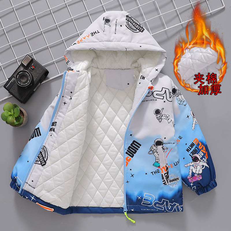 春秋款太空人中长二棉男童外套