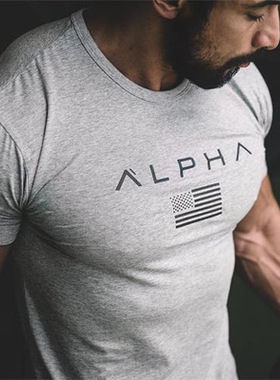 men fitness crossfit tshirts cotton tops男T恤Man Gym t-shirt