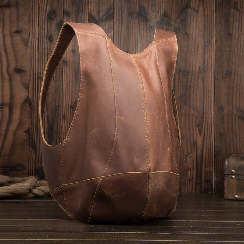 Man Woman Backpack Genuine Leather Shoulder Anti-theft