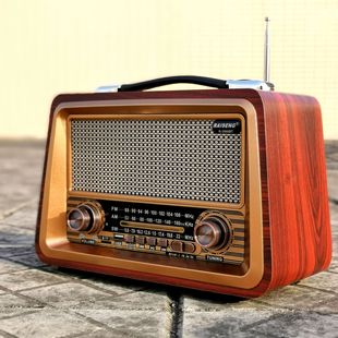 台式 蓝牙音箱插卡充电怀久木制 收音机全波复古老人老式