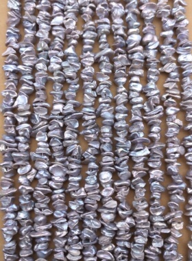 叠孔灰色7-8mm天然淡水碎银子巴洛克异形珍珠diy半成品项链服饰配