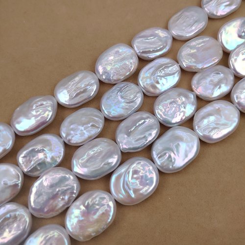 强光白亮14x18mm光滑椭圆天然淡水珍珠巴洛克异形diy饰品配件材料