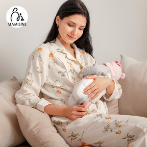 MAMILINE棉纱月子服双层纱布孕妇睡衣孕期产后哺乳家居服秋冬款