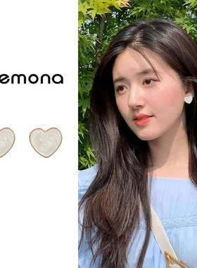 白色爱心耳夹女无耳洞新款独特高级感耳钉时尚简约小巧冷淡风耳饰