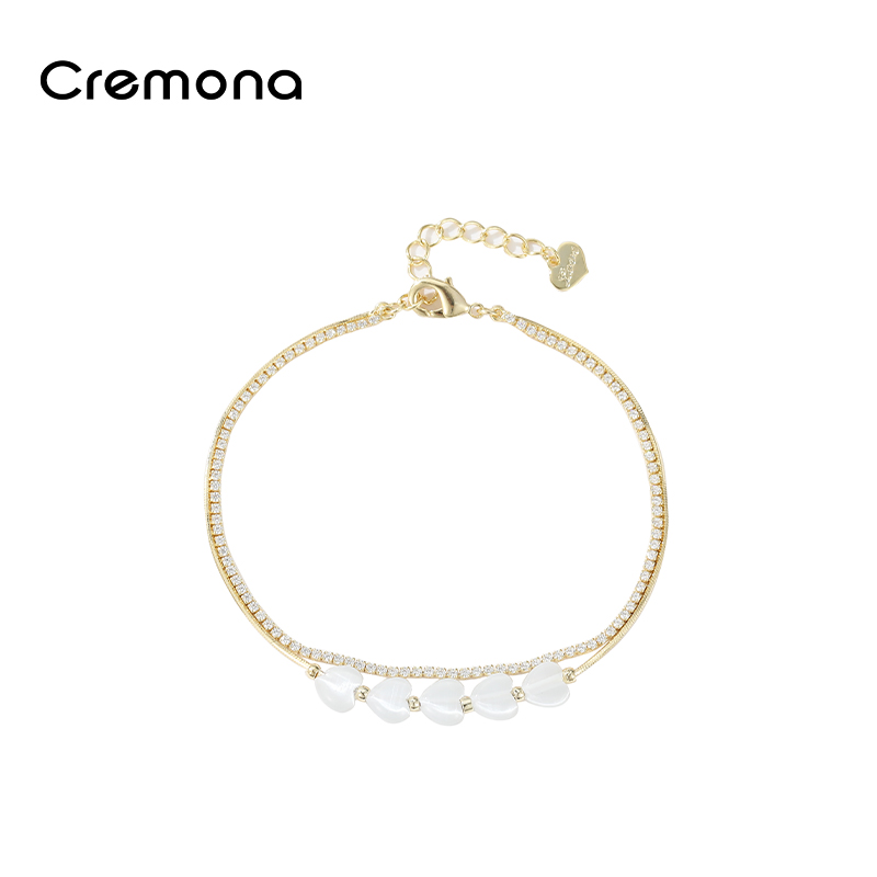 法式金色爱心双层手链女