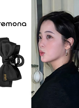 黑色蝴蝶结抓夹女2026新款爆款气质高级感小众发夹甜美鲨鱼夹发饰