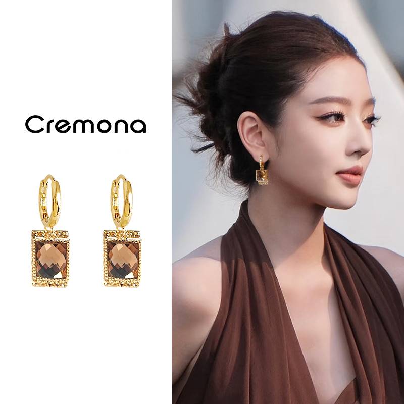 复古港风几何耳环耳扣小众设计