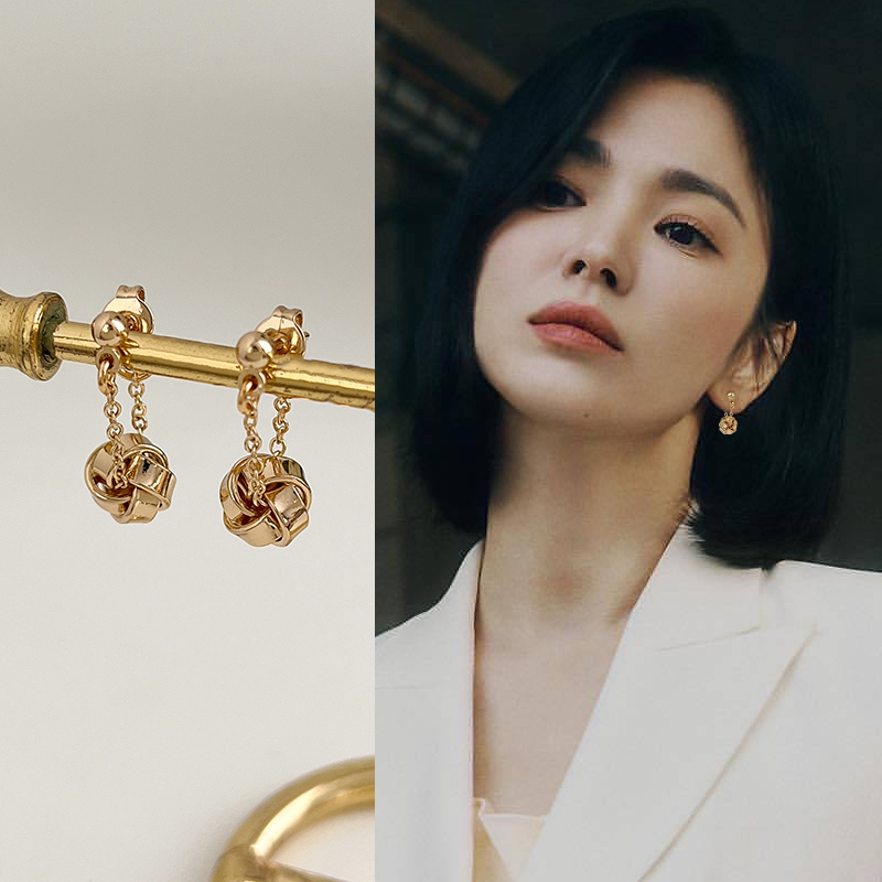 金色纯银耳钉女高级感