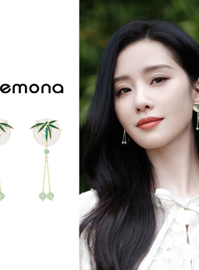 绿色竹子流苏三角耳夹女小众设计感古风无耳洞耳环国风新中式耳饰