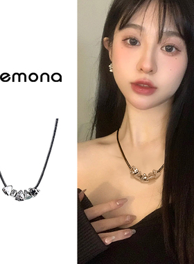 甜酷碎银子项链女士小众设计感冷淡风颈链新款爆款气质黑色锁骨链