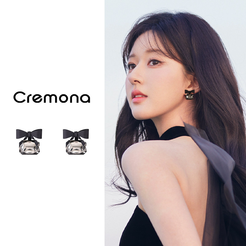 黑色蝴蝶结耳夹女无耳洞