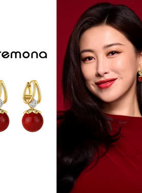 安可拉红色耳钉2026新款爆款高级感轻奢气质大气耳环小众耳扣耳饰