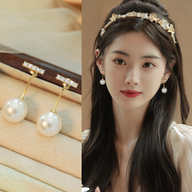 法式珍珠款耳钉轻奢高级感