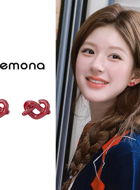 红色爱心蚊香盘耳夹女小众设计感独特耳环韩系气质创意无耳洞耳饰